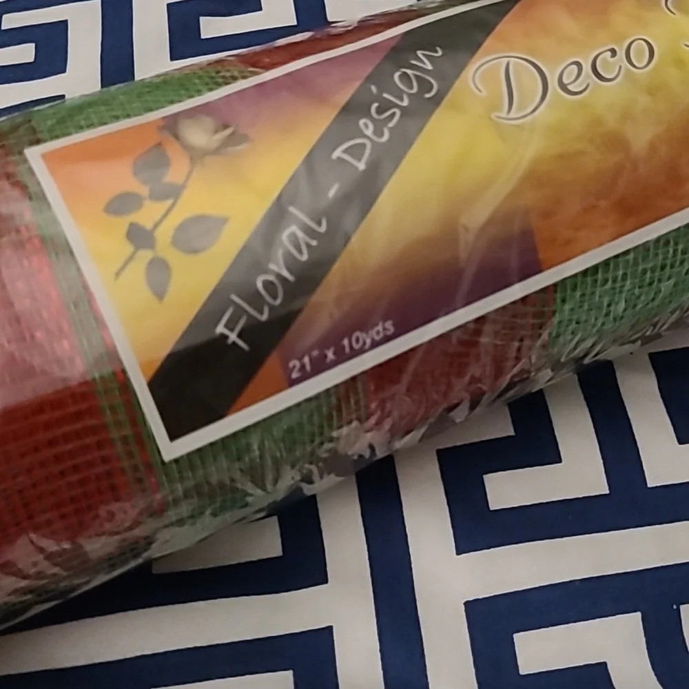 Deco Poly Mesh Roll And Burlap Ribbon Roll Both New